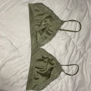 Green Satin and Lace Bralette